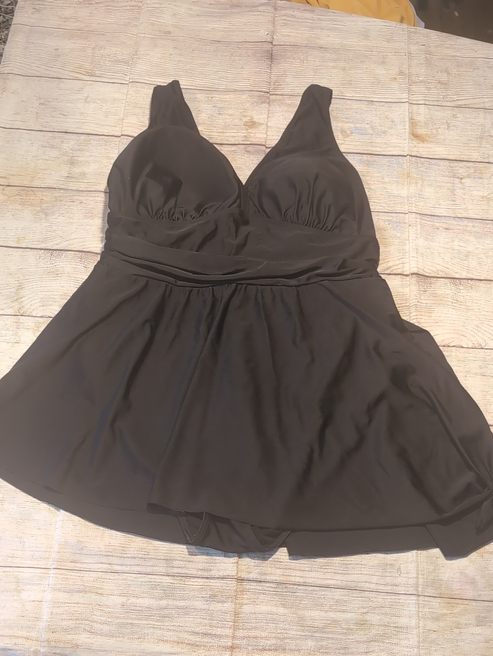 Torrid Women's Black One Piece Rouched Waist Skirted Bottom Size 1 Swim Dress